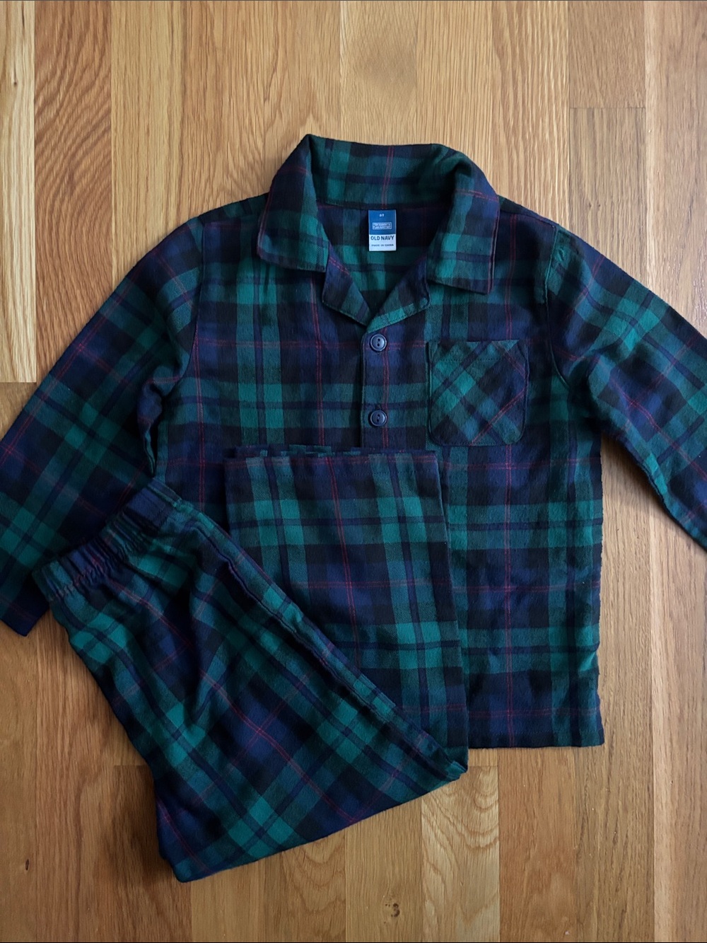 3T Old Navy Green Plaid Pajama Set